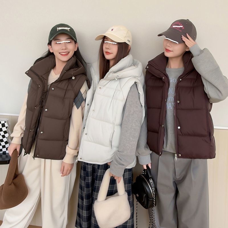 马甲女款2025新款爆款保暖棉服连帽马甲加厚时尚百搭韩版宽松外套