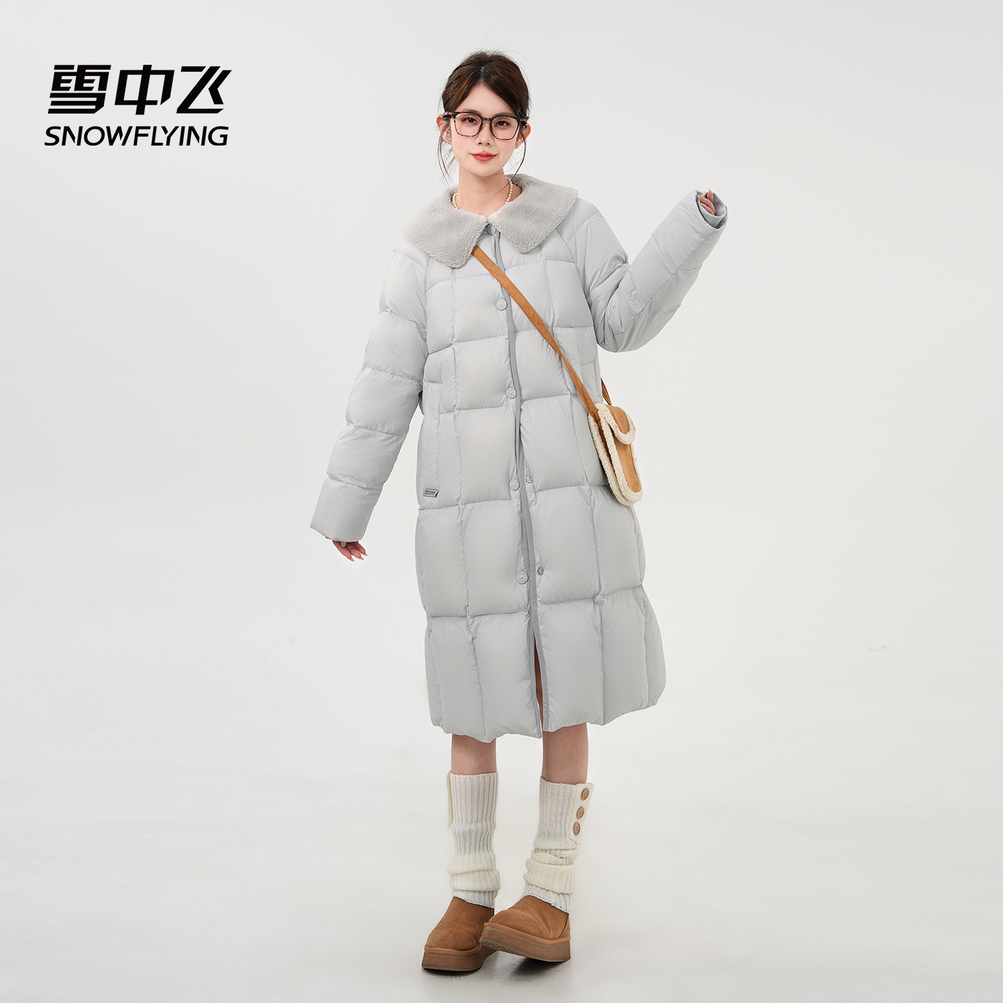 【25年新款】翻领冬季中长款防风防寒时尚鸭绒羽绒服女款