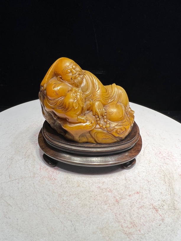 寿山溪田戏狮罗汉摆件工艺品A0005