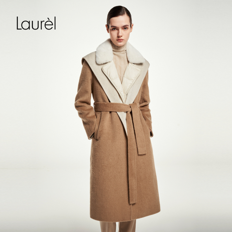 【晨粉专享】Laurel早秋拼接羽绒长款大衣女LWL354D05000