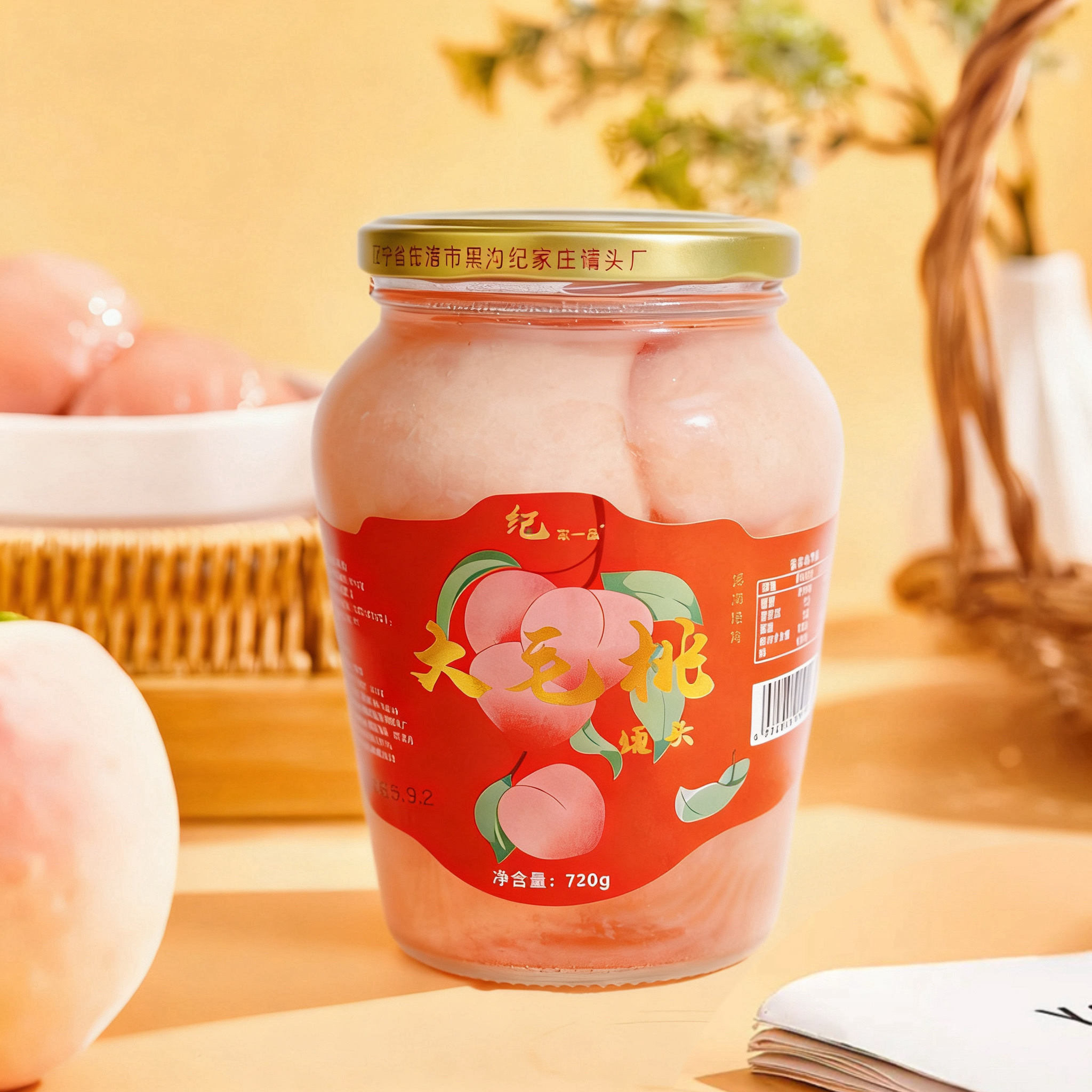 【纪家一品720G】丹东黑沟大毛桃罐头酸甜爆汁开胃营养