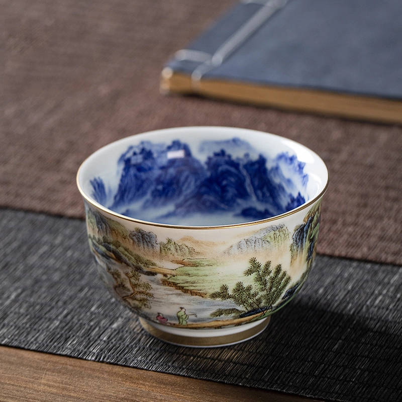 62景德镇制粉彩茶碗功夫主人杯单杯陶瓷水杯家用喝茶杯品茗杯子