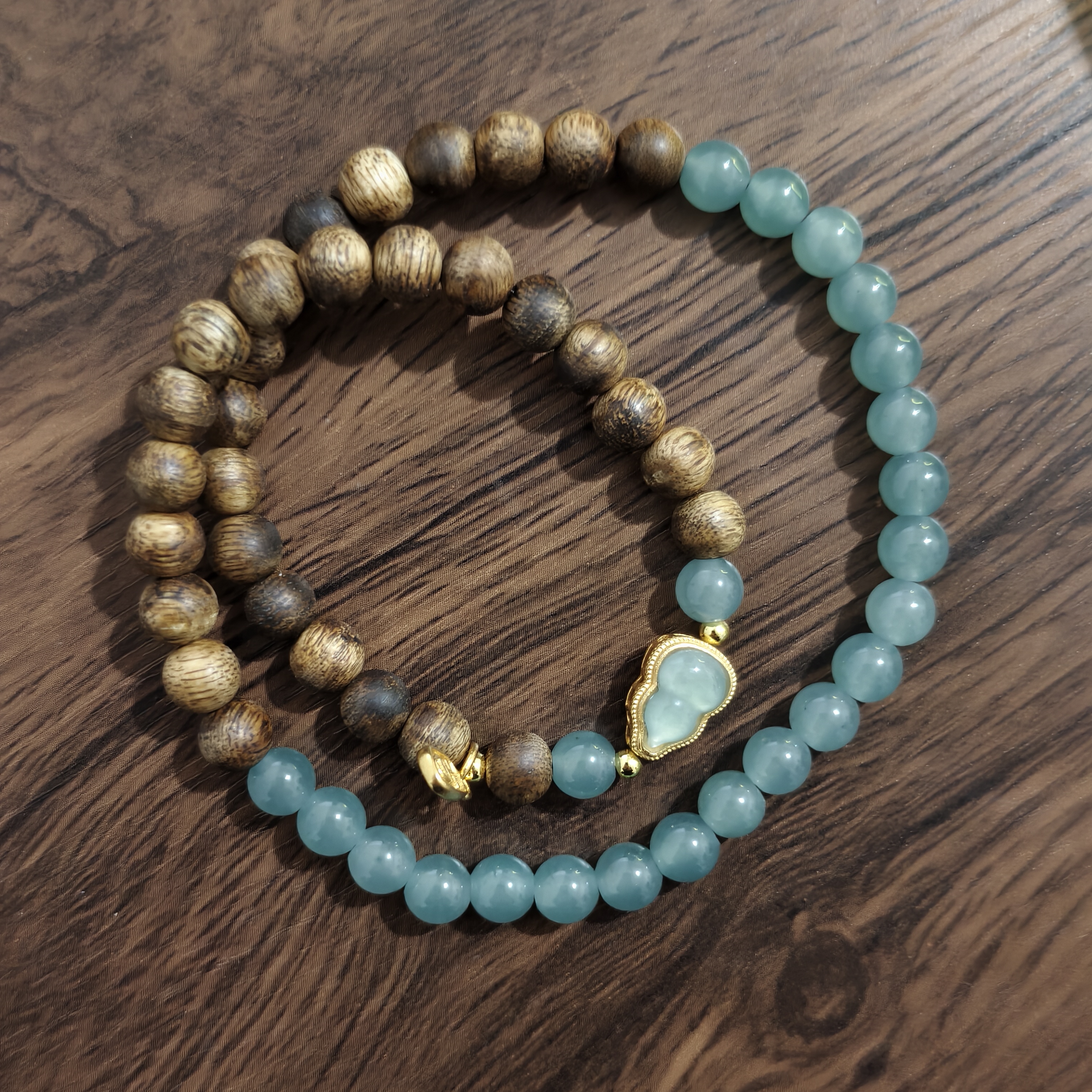 增香沉香木高端双圈沉香木檀香木手串女福禄木质盘玩文玩手链