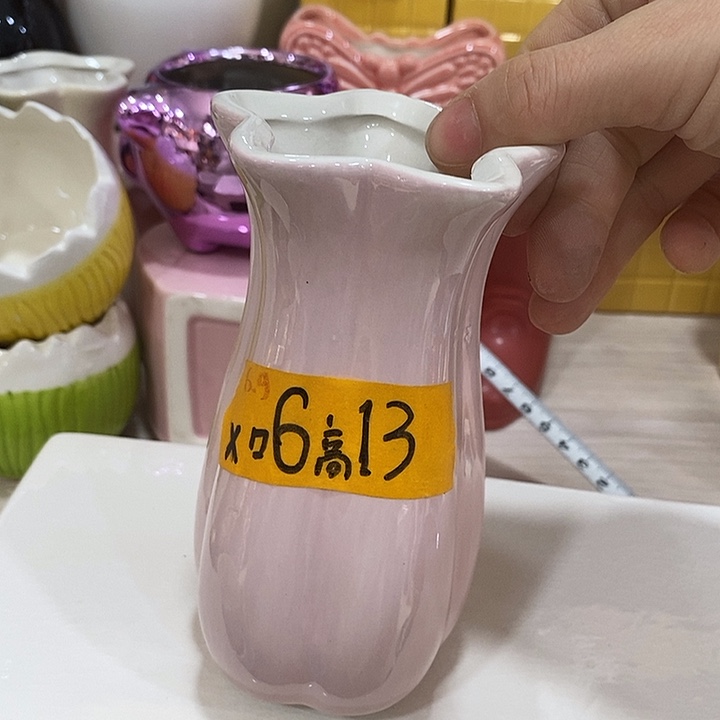 摆件陶陶盆有孔 瑕疵针孔漏釉介意勿拍外口 6外高13