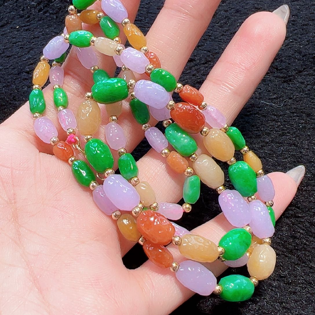 翡翠颈饰18K金镶嵌签收后24小时鉴赏期