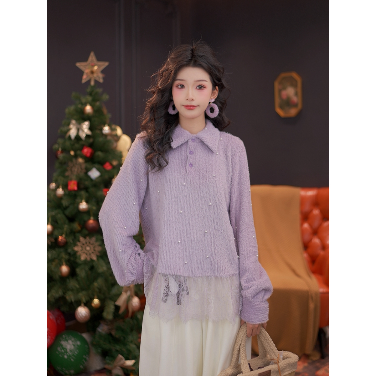 DaYuanSAD思思【晴岚】钉珠不规则衬衣上衣叠穿长袖衬衫#S15066