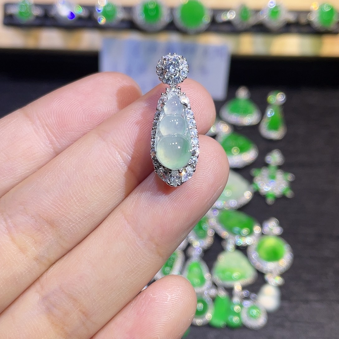 翡翠银S925镶嵌吊坠(不含链)