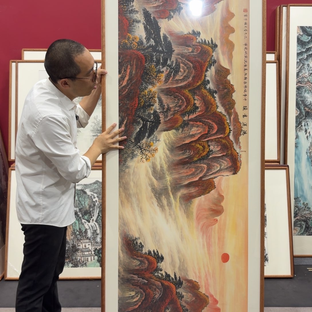 国画带框绘画219/80尺寸鸿运当头