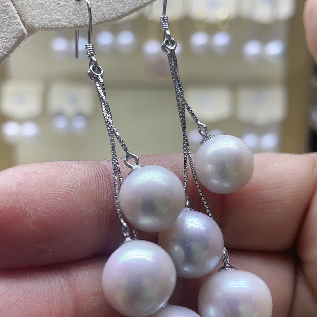 淡水珍珠耳饰银S925镶嵌