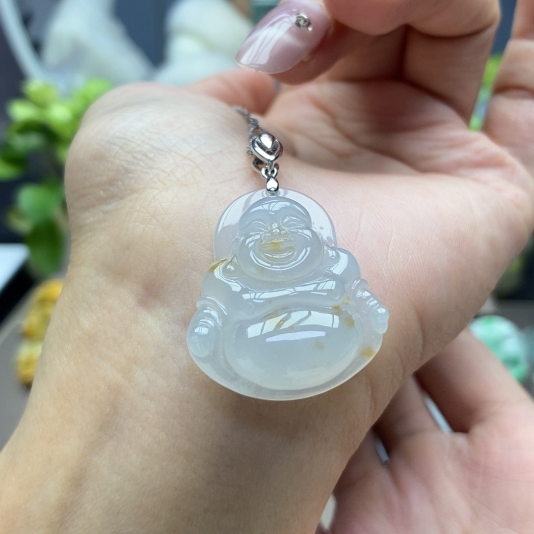 翡翠颈饰银S925镶嵌佛公