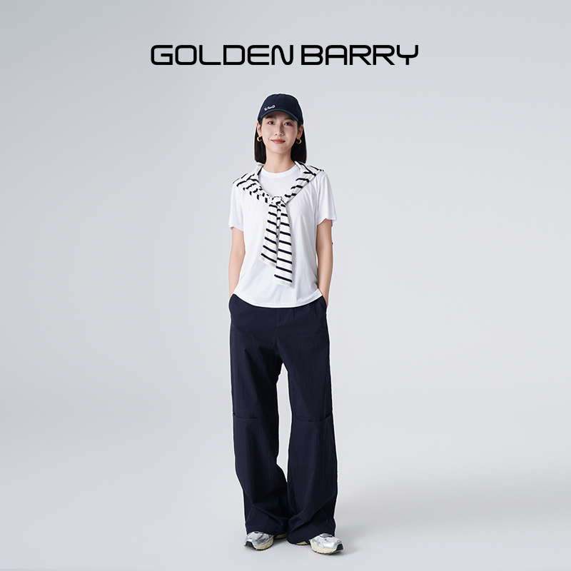 GOLDENBARRY|201768百搭圆领净版短袖T恤宽松夏季休闲时尚白色