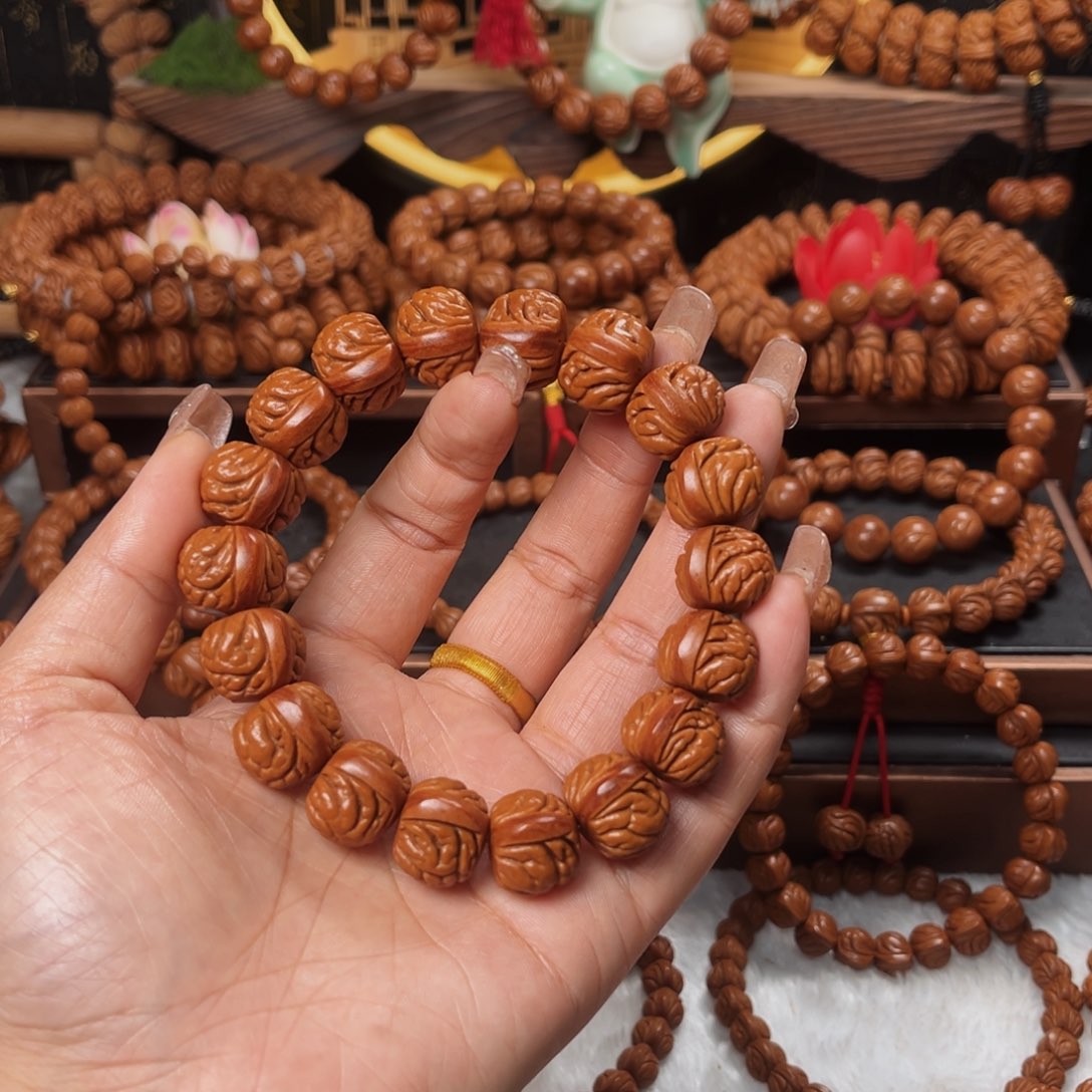 桃核手串17野生籽红皮荔枝