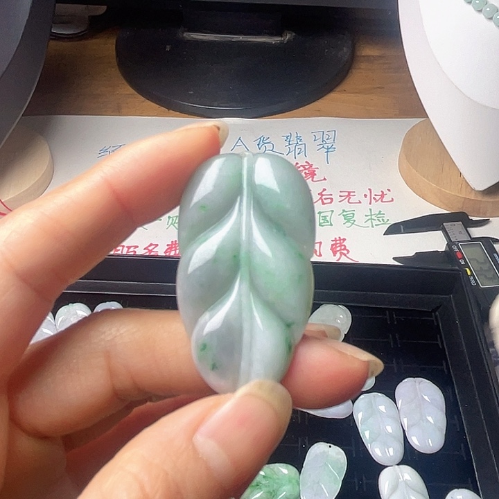 翡翠未镶嵌颈饰叶子
