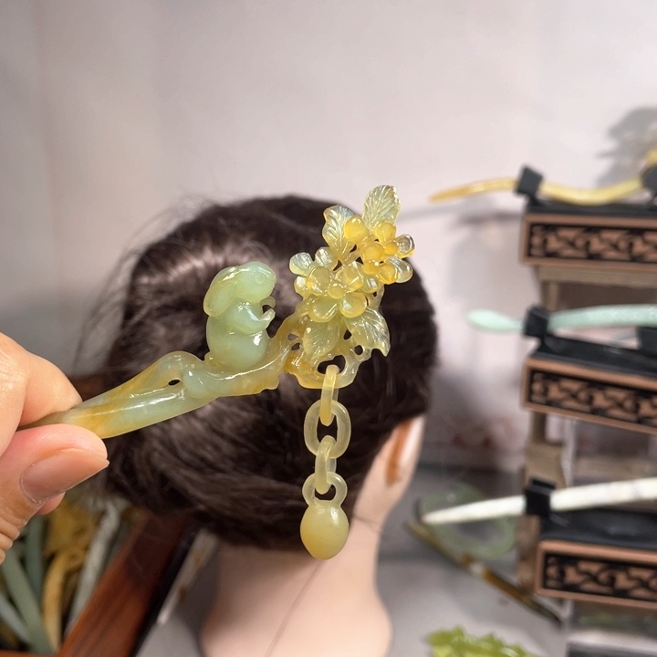 蛇纹石玉合金发饰