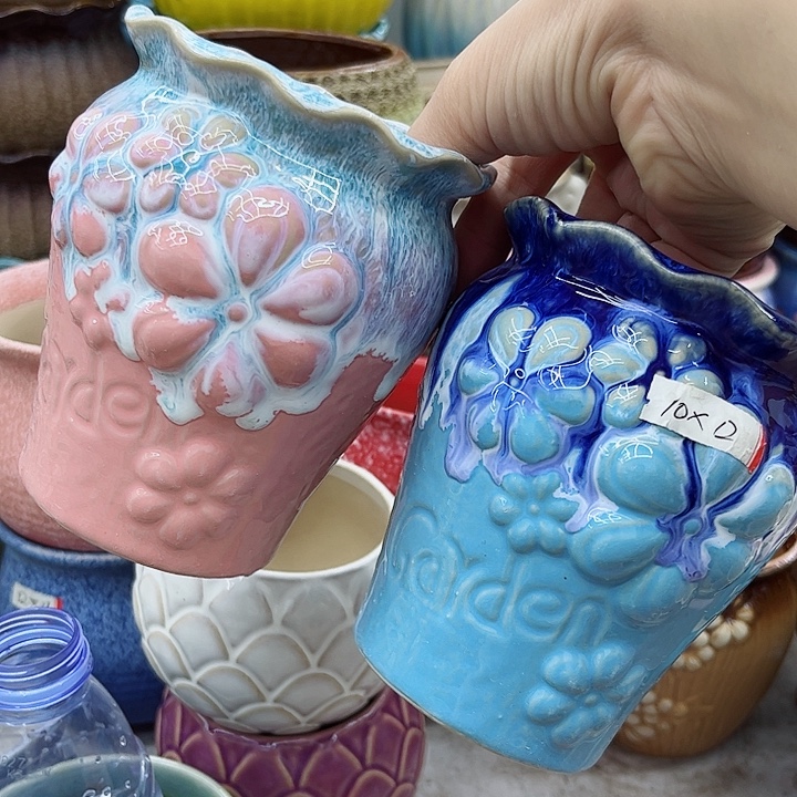 多肉绿植陶瓷花盆9.9包邮，有孔