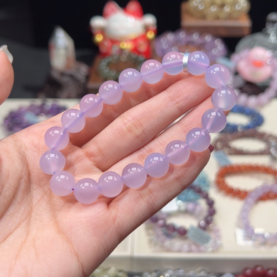 玛瑙/玉髓手串未镶嵌10m高润体紫罗兰紫玉髓