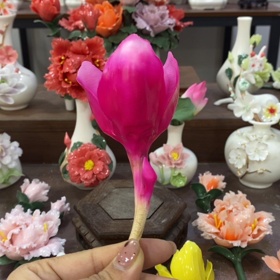 摆件陶瓷手工花摆件