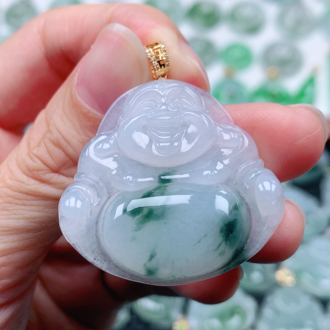 翡翠吊坠(不含链)18K金镶嵌