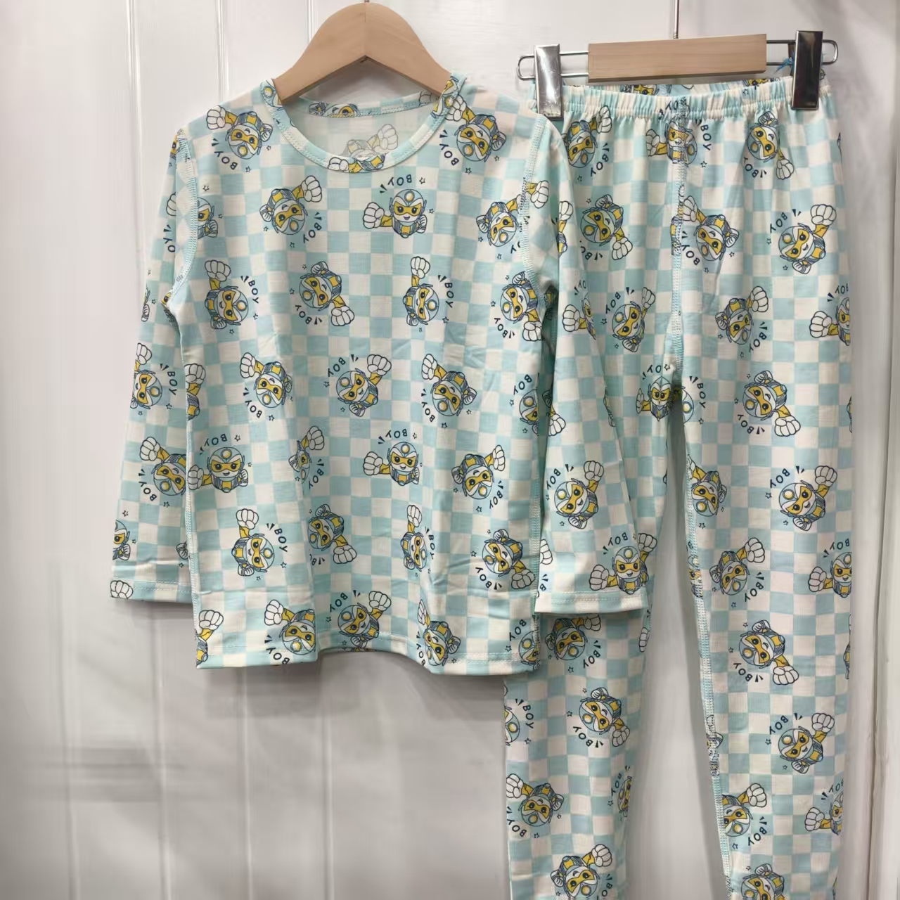 民族风除螨加绒保暖简约男童秋冬女童秋衣裤