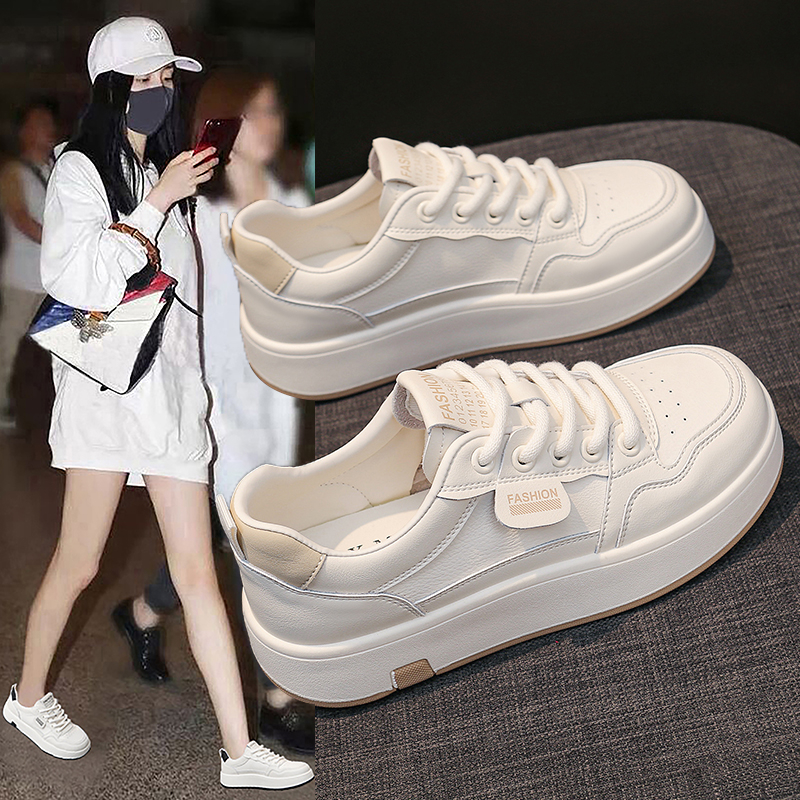 爆款女鞋百搭厚底小白鞋女款2025新款秋季不累脚学生运动休闲板鞋