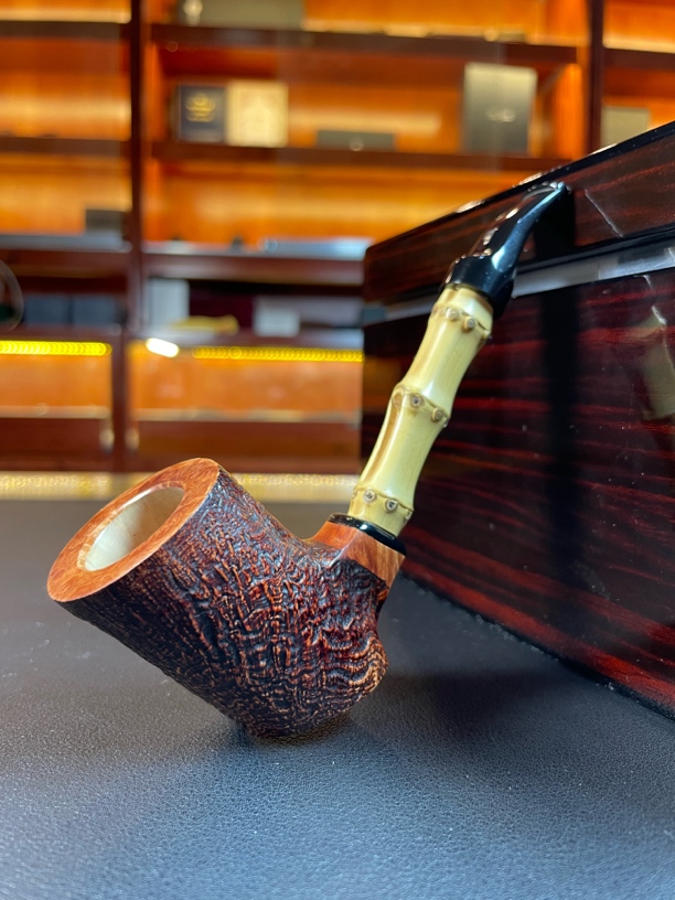 意大利帕斯库奇喷砂竹节石楠木手工烟斗（内径20斗深40.9）