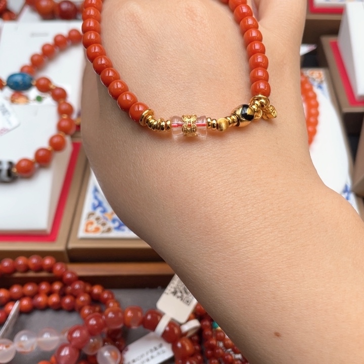 南红玛瑙手链银S925镶嵌