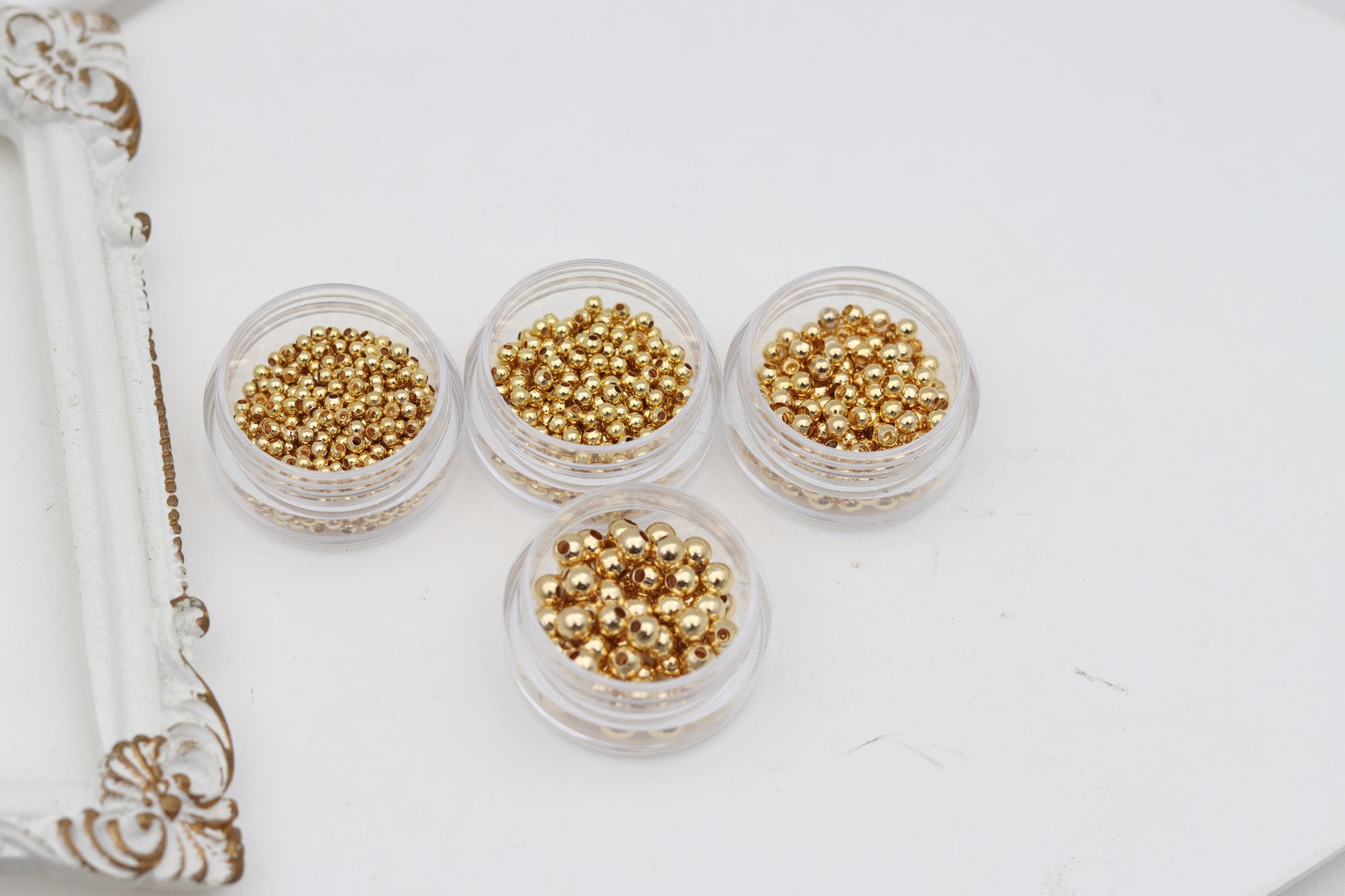 2-3mm高保色铜小珠隔珠广东电镀镀真金材料diy手工编绳