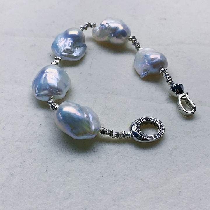 银S925镶嵌耳饰淡水珍珠