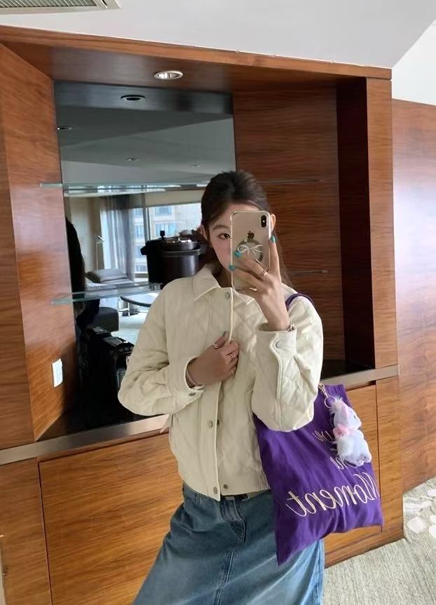 秋冬新款杜邦棉轻松不压身菱格棉衣棉服女设计感翻领棉服AM25500