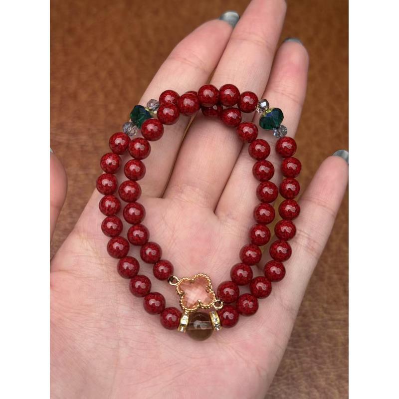 含辰砂工艺品S1446 朱砂双圈手串无礼盒