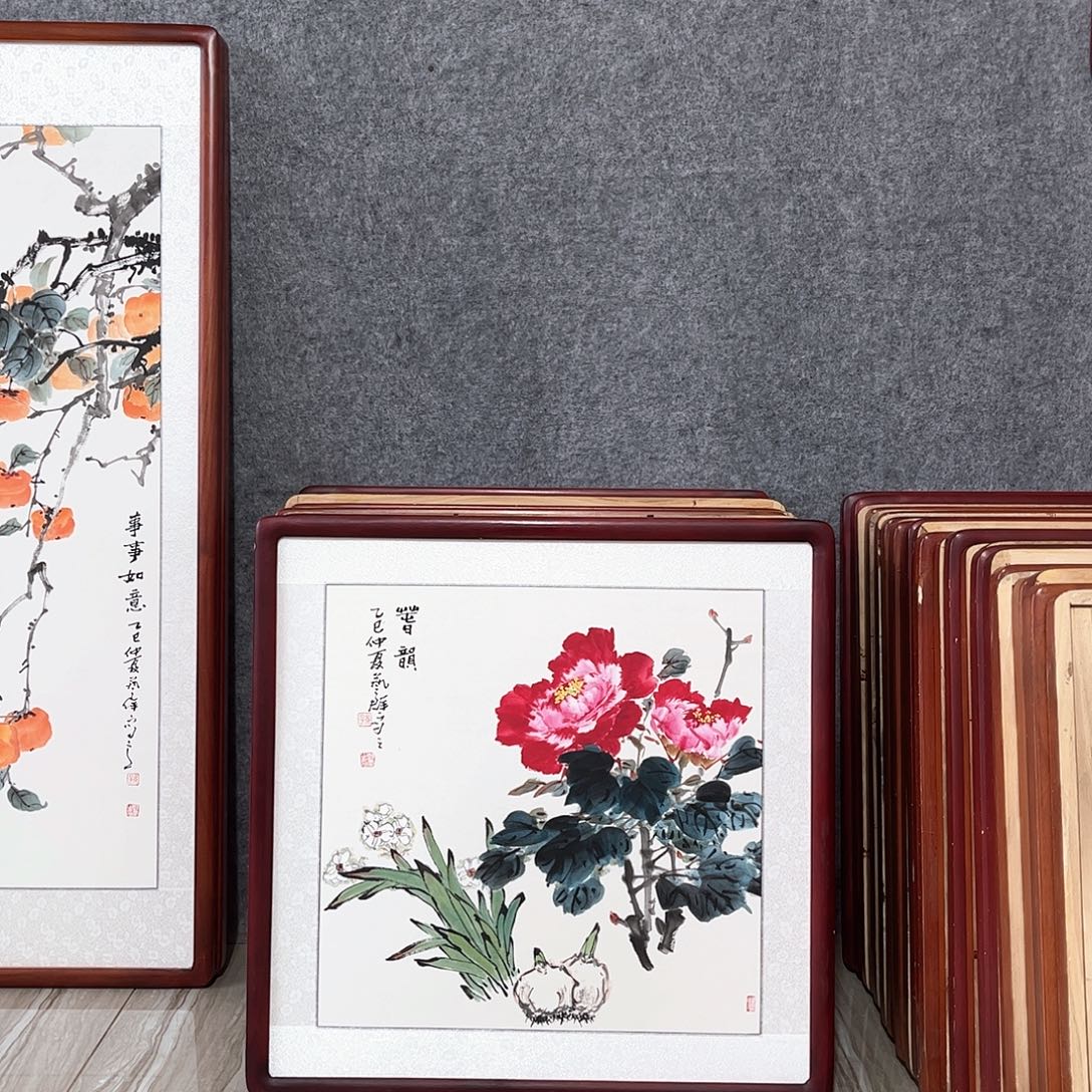 国画书画作品带框63×63