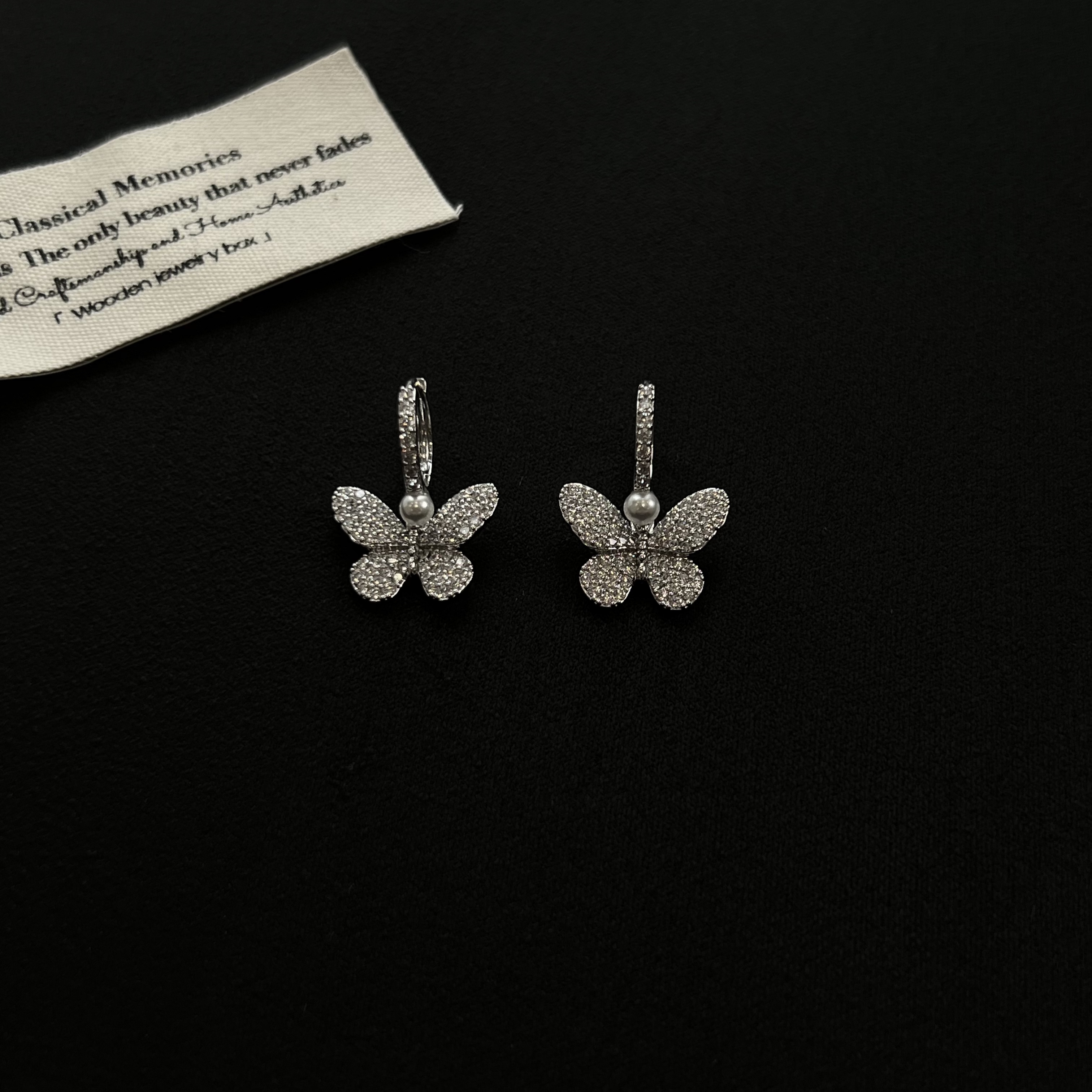 铜合金锆石耳饰 时尚百搭【蝶落耳畔】蝴蝶耳环527