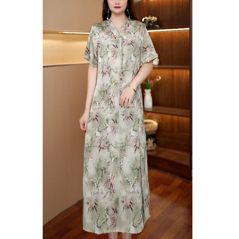 [流苏绿花]新款百搭显瘦连衣裙女中长款436