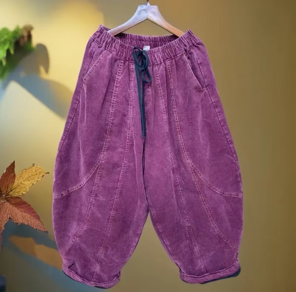 2025冬款灯芯绒加棉棉裤女款时尚休闲裤厚款老爹裤【裤长90】