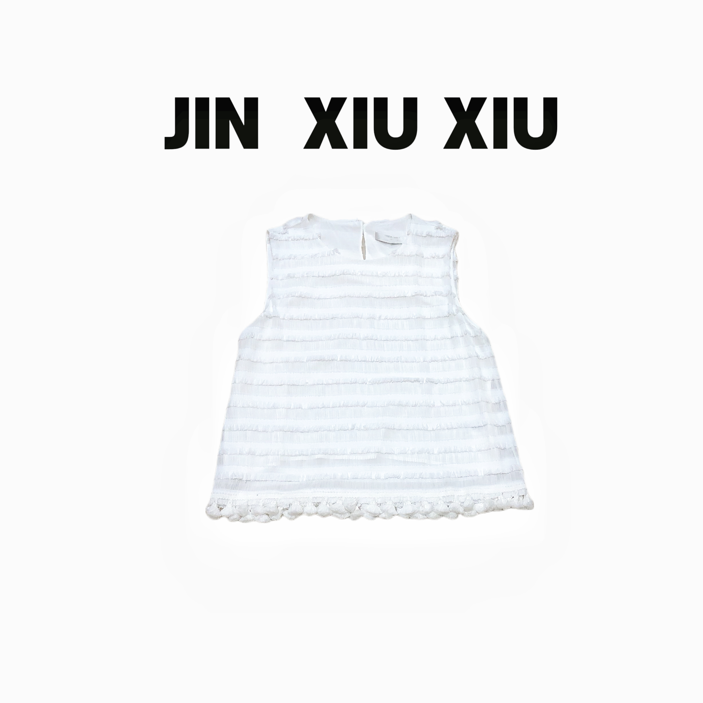 JINXIUXIU春夏新款流苏拼接无袖韩系甜美上衣Y676
