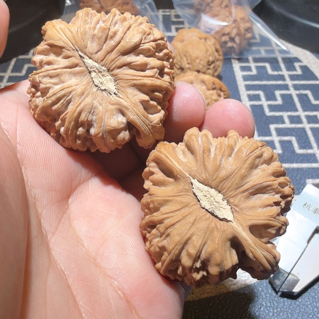 文玩核桃把件蓝*白狮子