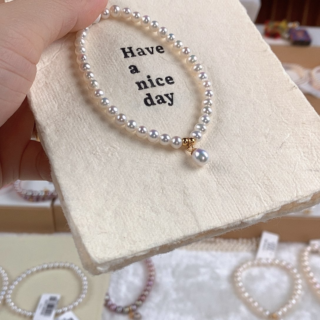 银S925镶嵌淡水珍珠手绳