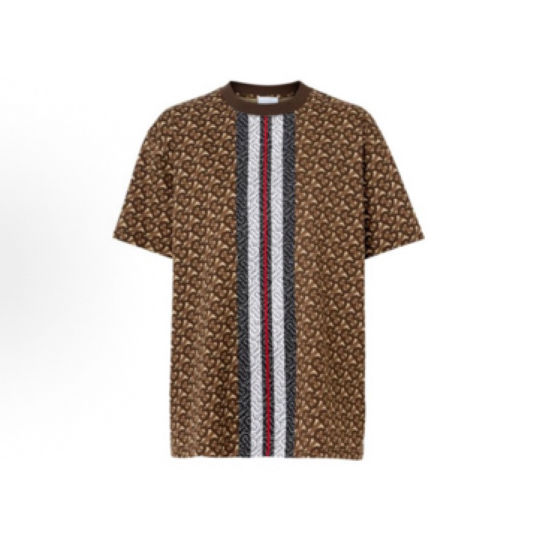 99新 BURBERRY/博柏利 条纹印花宽松棉质短袖 T恤/S码/A02702