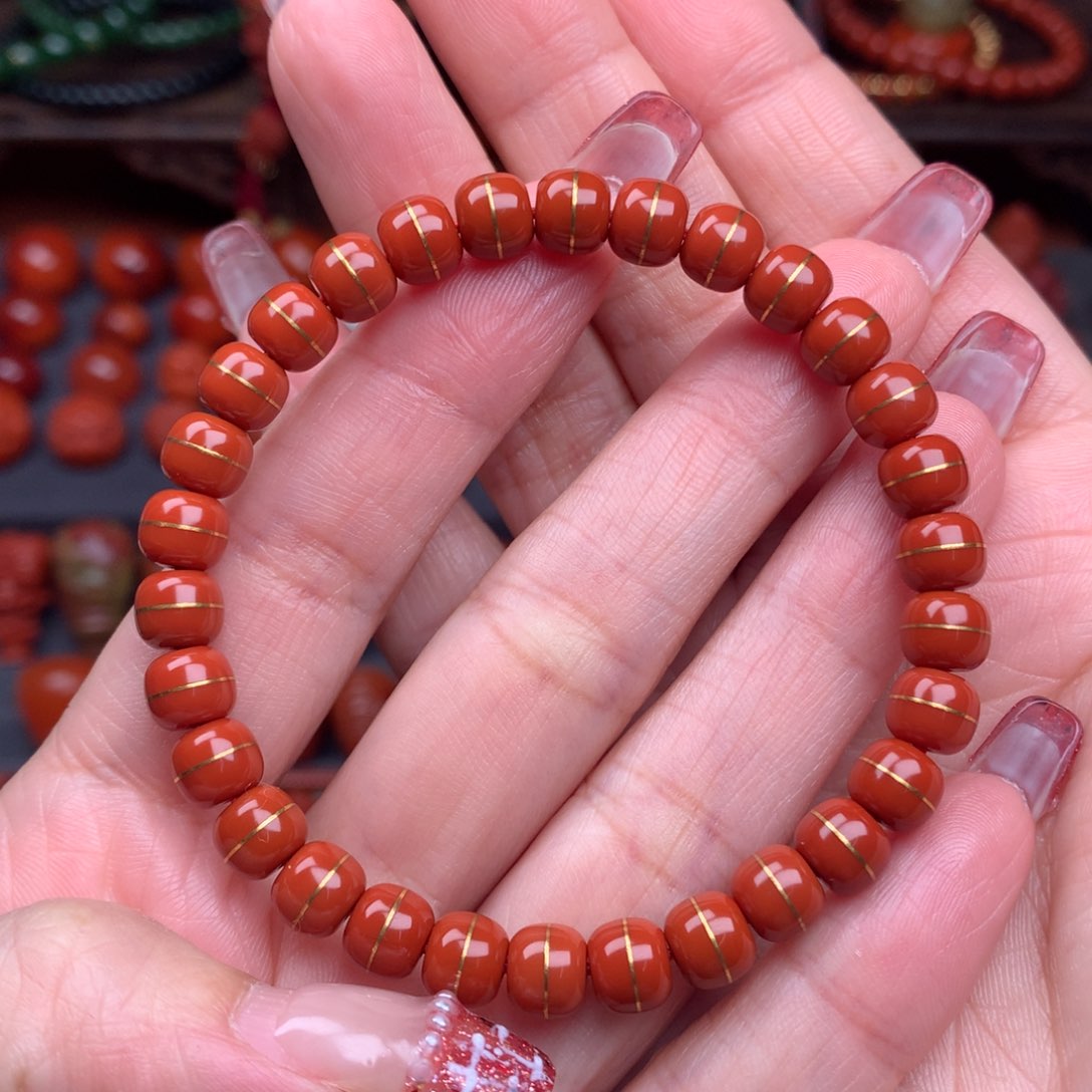 南红玛瑙精工老型手串未镶嵌6.7