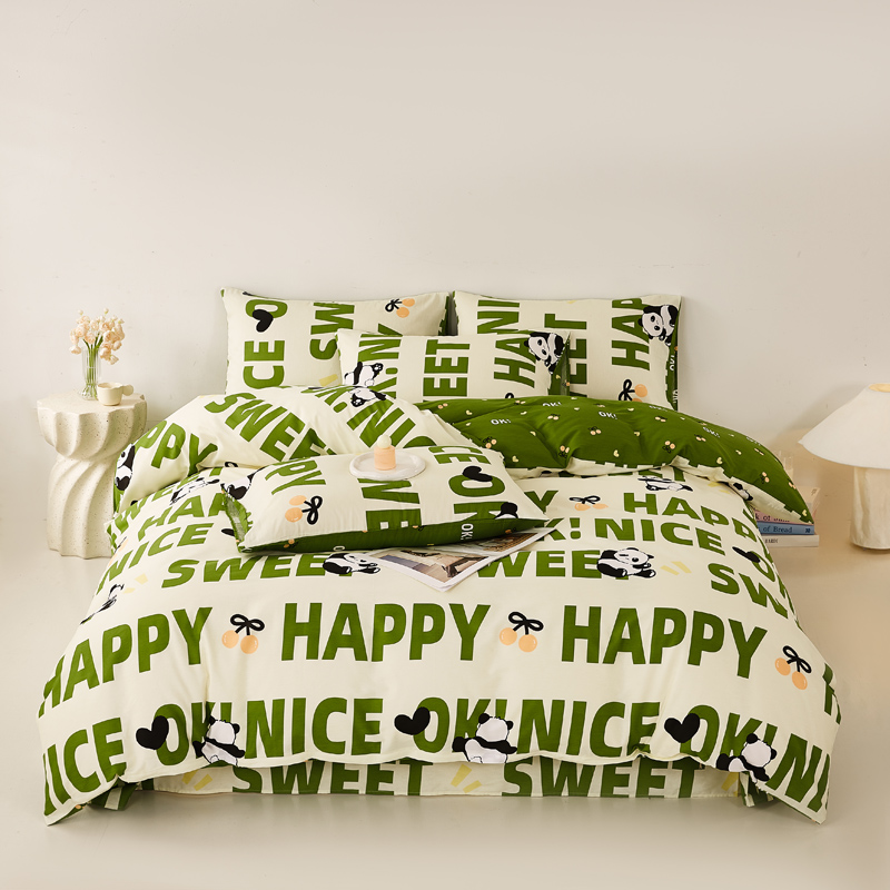 西柚子 功夫熊猫 新款全棉纯棉数码印花床单加厚被套床上用品