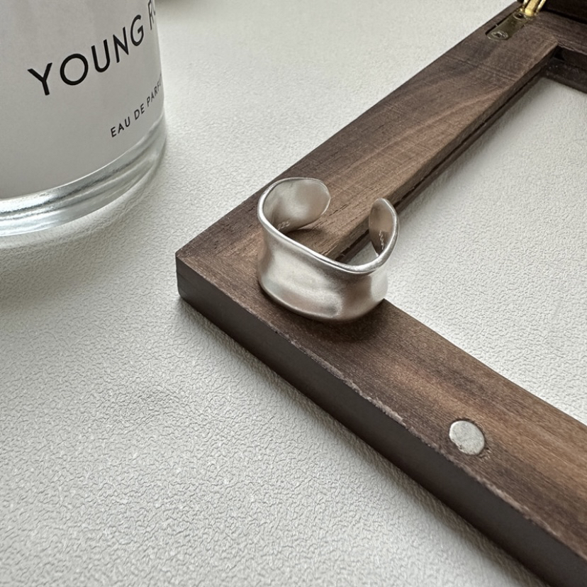 925银戒指 时尚百搭个性韩系博主款光面气质女气质-松本戒指0002