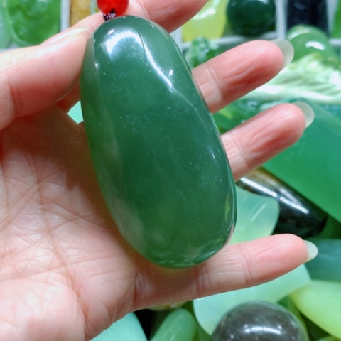 未镶嵌蛇纹石玉手把件