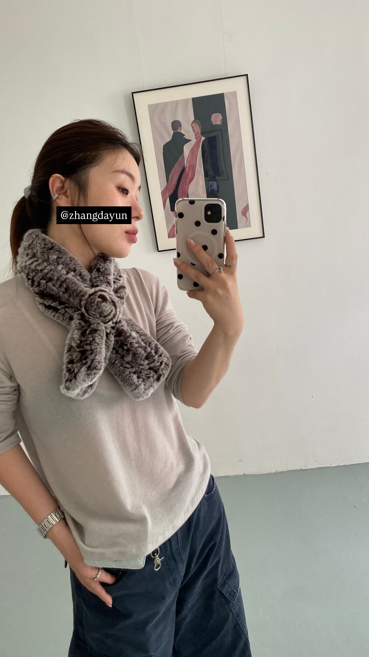 「ZDY」10371#Ins博主咖色花朵兔毛围巾