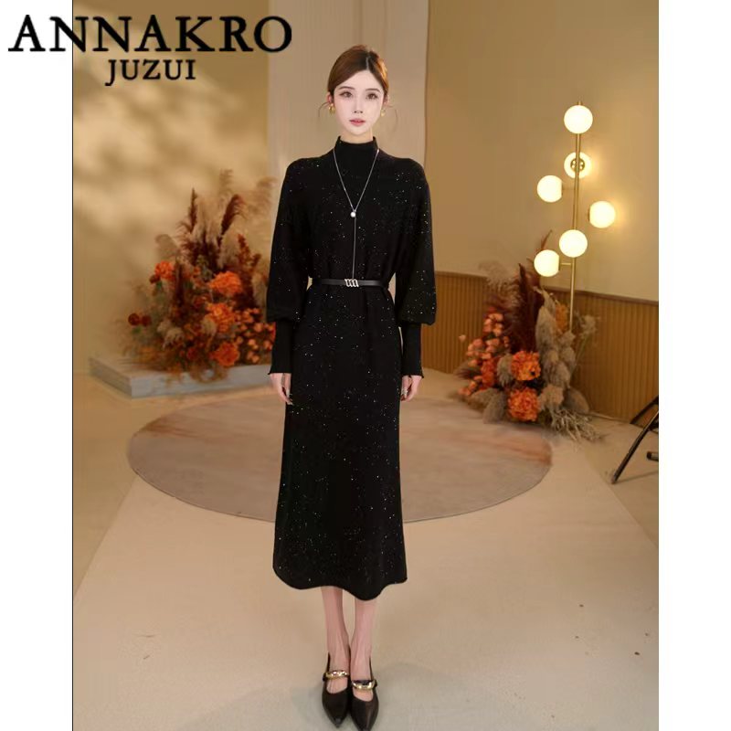 JY安娜蔻KTFD314069早春2026新款时尚收腰显瘦气质针织连衣裙