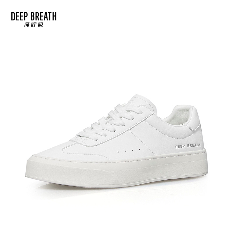 DEEP BREATH深呼吸女鞋 简约牛皮柔软平底小白鞋板鞋 12312