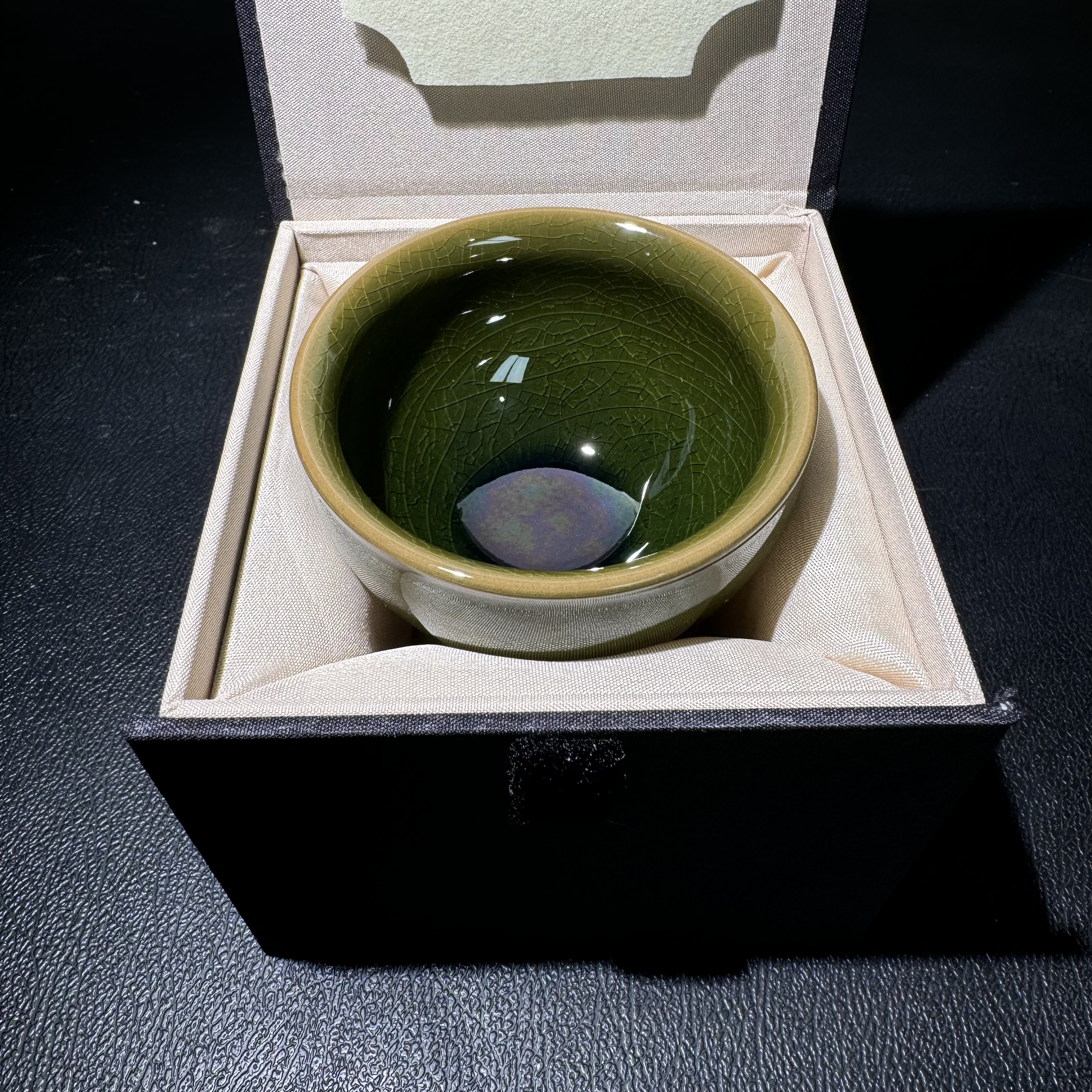 帝王绿冰裂 建窑建盏 主人杯 开窑 黑瓷 柴烧