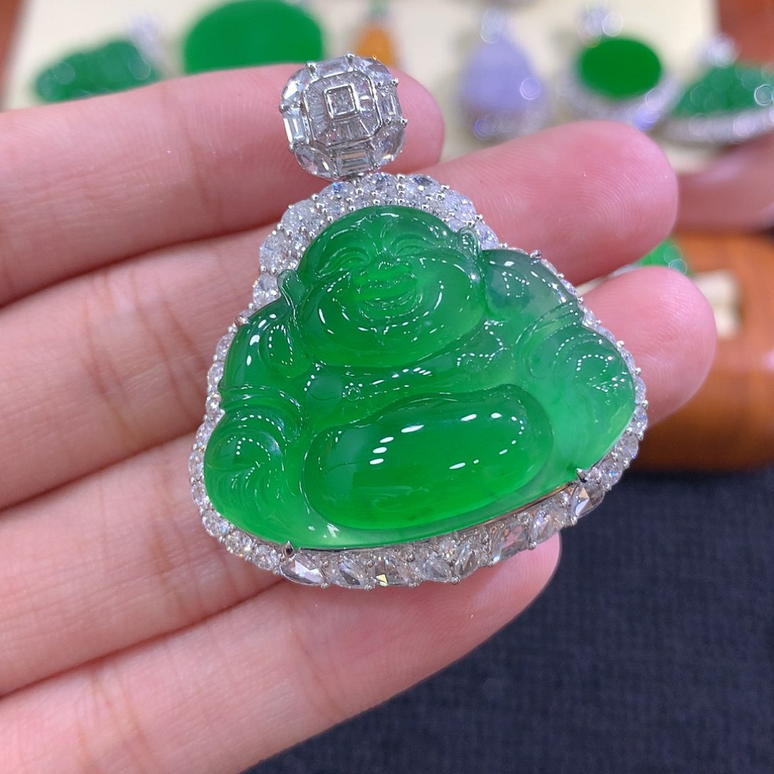 【闪购商品】翡翠18K金镶嵌吊坠(不含链)佛公