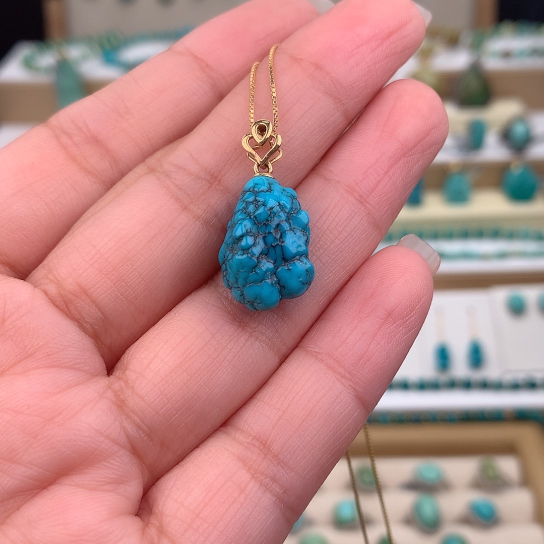 绿松石18K金镶嵌吊坠(不含链)