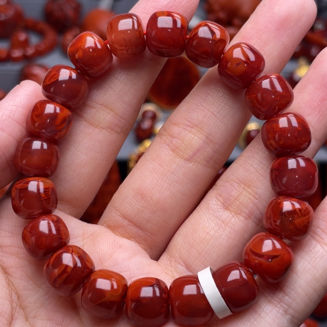 南红玛瑙未镶嵌珠宝奇石单圈11mm