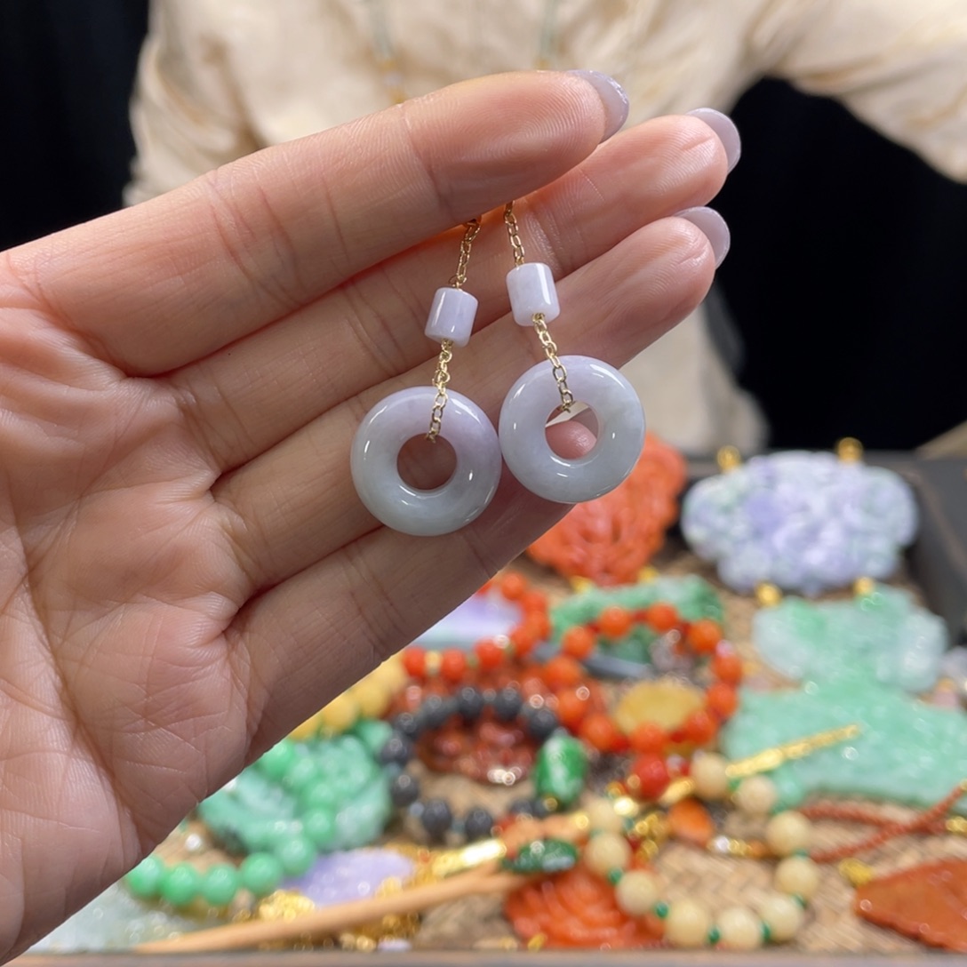 翡翠耳饰未镶嵌代编织